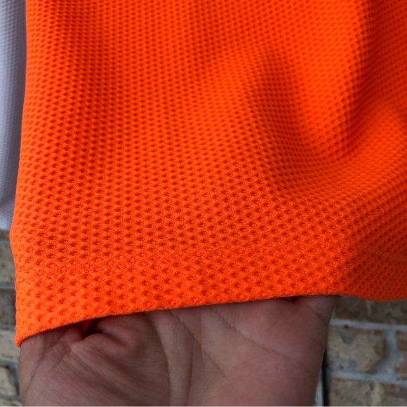 Lauren Ralph Lauren Honeycomb Half Zipper Neon Orange / White Long Sleeve Top  L - Picture 7 of 13